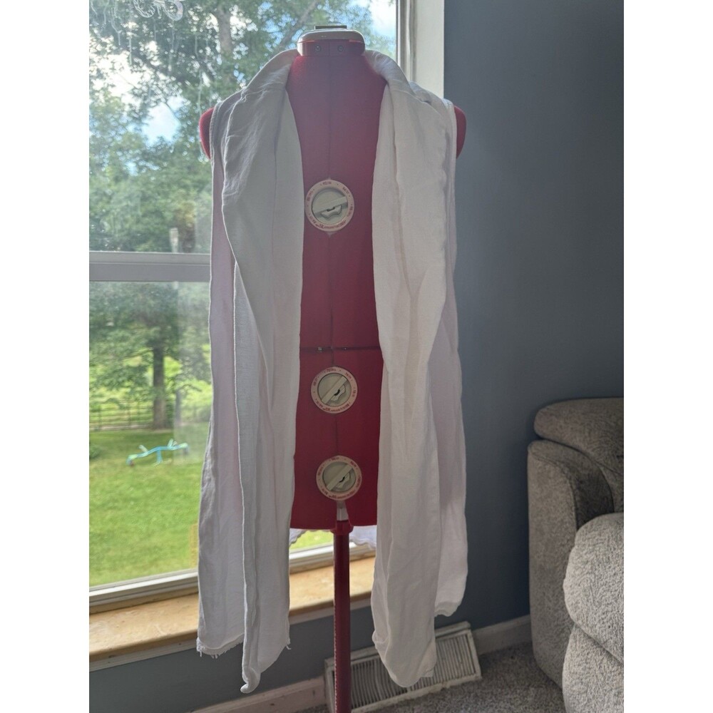 J Jill White Linen Blend Sleeveless Open Front Duster Cardigan Petite M